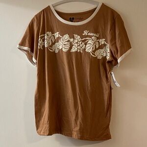 NWT Honolua Wahine ringer tee Hawaii Brown Graphic Tee xl junior